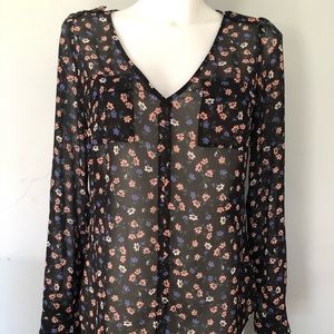 Ladies CANDIES size small sheer button up blouse